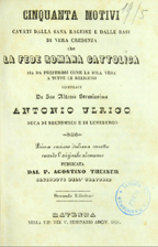 Copertina di Cinquanta motivi ... che la fede romana cattolica sia da preferirsi come la sola vera a tutte le religioni