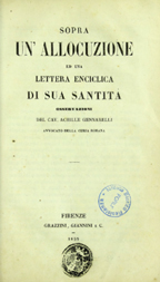 Copertina di Sopra un'allocuzione ed una lettera enciclica di Sua Santità
