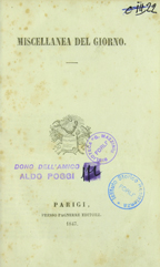 Copertina di Miscellanea del giorno : libro-giornale 1847 - I