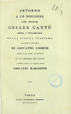 Copertina di Intorno a un discorso del signor Cesare Cantù sopra i vocabolarii della lingua italiana