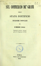 Copertina di Sul commercio de' grani nello Stato pontificio