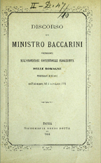 Copertina di Discorso del ministro Baccarini presidente dell'Associazione costituzionale progressista delle Romagne ...