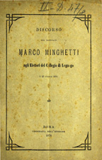 Copertina di Discorso del deputato Marco Minghetti agli elettori del collegio di Legnago il 27 ottobre 1878
