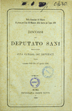 Copertina di Discorsi del deputato Sani pronunziati alla Camera dei deputati nelle tornate delli 10 e 17 aprile 1880