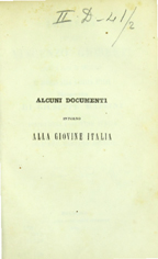 Copertina di Lettera con cui Vincenzo Gioberti (sotto il nome di Demofilo) si associa alla Giovine Italia