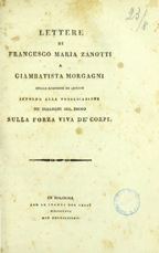 Copertina di Lettere di Francesco Maria Zanotti a Giambatista Morgagni