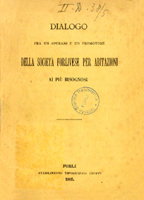 Copertina di Dialogo fra un operaio e un promotore della società forlivese per abitazioni ai più bisognosi