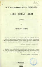 Copertina di Su l'applicazione della frenologia alle belle arti