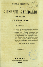 Copertina di Della ritirata di Giuseppe Garibaldi da Roma