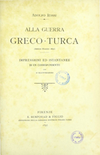 Copertina di Alla guerra greco-turca (aprile-maggio 1897)