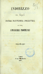 Copertina di Indirizzo dei popoli della provincia forlivese ai loro consiglieri provinciali