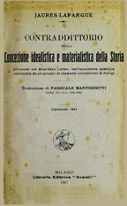 Copertina di Contraddittorio sulla concezione idealistica e materialistica della storia
