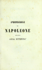 Copertina di Pensieri di Napoleone intorno alla divinità raccolti a Sant'Elena