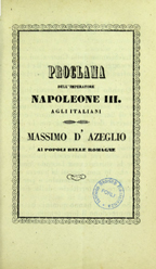 Copertina di Proclama dell'imperatore Napoleone III agli italiani. Massimo D'Azeglio ai popoli delle Romagne