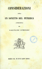 Copertina di Considerazioni sopra un sonetto del Petrarca