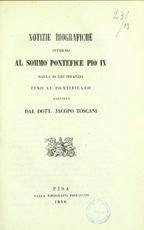 Copertina di Notizie biografiche intorno al sommo pontefice Pio IX