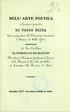 Copertina di Dell'arte poetica
