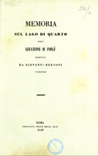 Copertina di Memoria sul lago di Quarto nella legazione di Forlì
