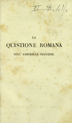 Copertina di La quistione romana nell'Assemblea francese il 14, 18, 19, 20 ottobre