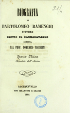 Copertina di Biografia di Bartolomeo Ramenghi pittore detto il Bagnacavallo