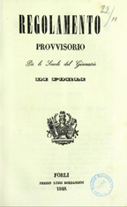 Copertina di Regolamento provvisorio per le scuole del Ginnasio di Forli