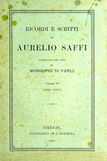 Copertina di Ricordi e scritti di Aurelio Saffi, 6: 1860-1861