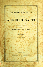 Copertina di Ricordi e scritti di Aurelio Saffi, 8: 1864-1866