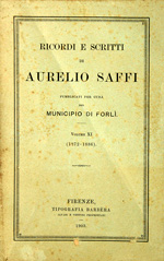 Copertina di Ricordi e scritti di Aurelio Saffi, 11: 1872-1886