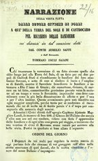 Copertina di Narrazione della visita fatta dalle scuole civiche di Forlì a que' della Terra del Sole e di Castrocaro pel ricambio delle bandiere