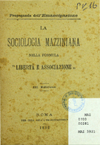 Copertina di La sociologia mazziniana nella formula "libertà e associazione"