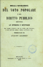 Copertina di Della sovranità del voto popolare e del diritto pubblico