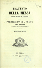 Copertina di Trattato della Messa e della maniera di assistervi e del paramento del prete