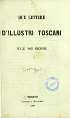 Copertina di Due lettere d'illustri toscani sulle cose presenti