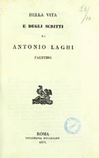 Copertina di Della vita e degli scritti di Antonio Laghi faentino
