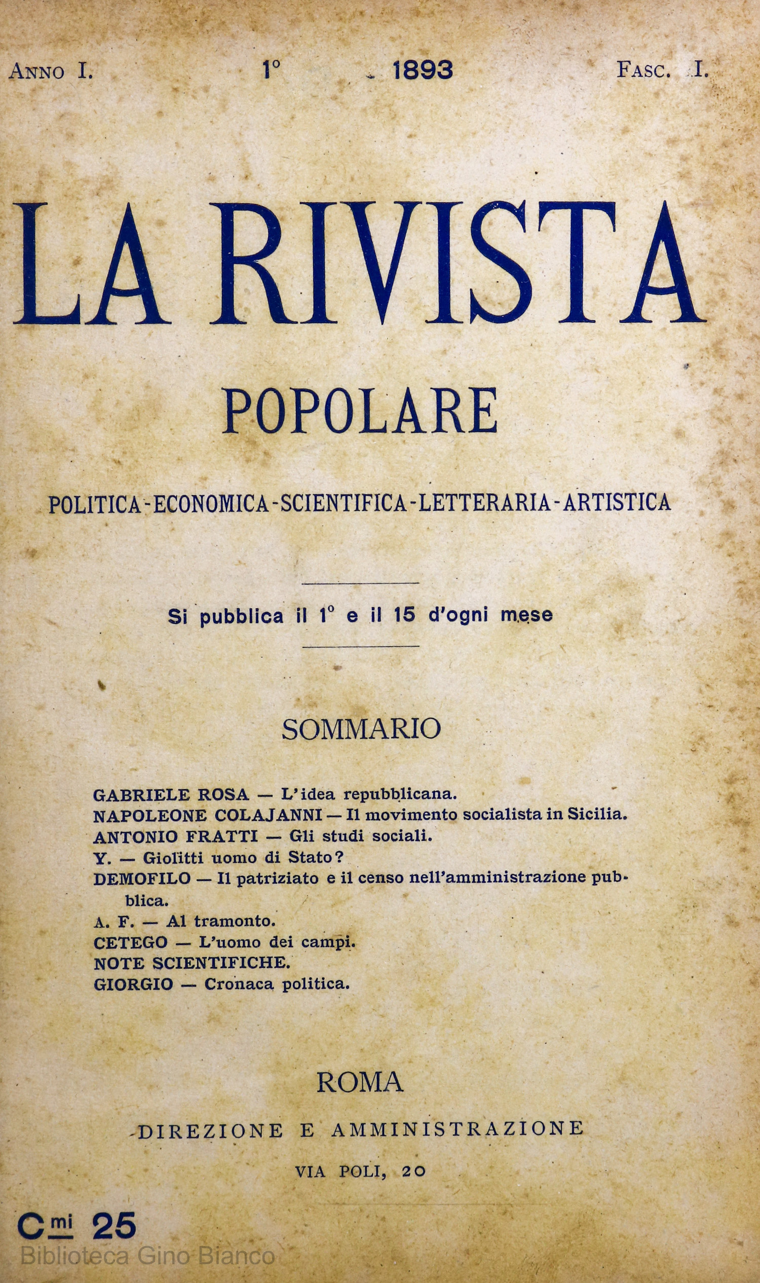 Copertina di La Rivista Popolare