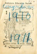 Copertina di Statuto - Programma Massimo e Minimo del Partito Socialista Italiano