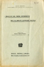 Copertina di I Risultati del Primo Esperimento dell'Allargato Suffragio Politico