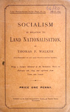 Copertina di Socialism in relation to land nationalisation