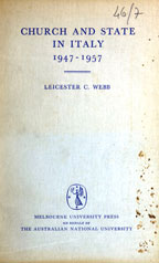 Copertina di Church and State in Italy, 1947-1957